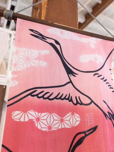 Tenugui - Cranebirds Pink