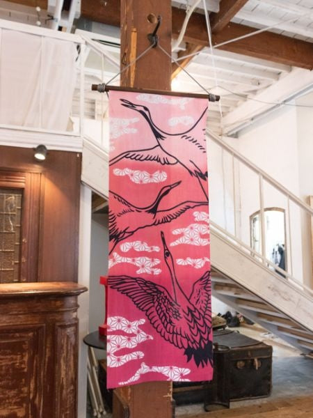 Tenugui - Cranebirds Pink