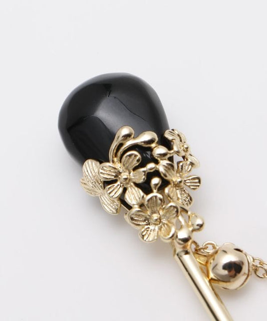 Hairpin - Blooming Flowers - Black Obsidian