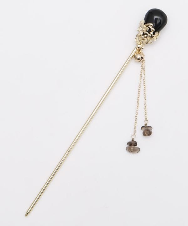 Hairpin - Blooming Flowers - Black Obsidian