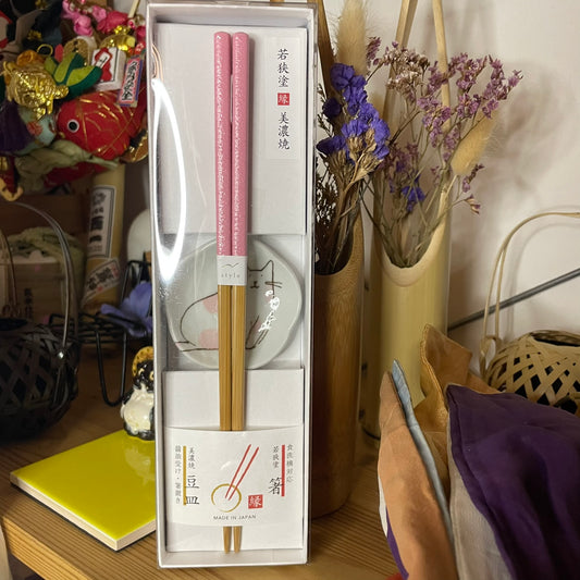 Pink Chopsticks set and small plate
