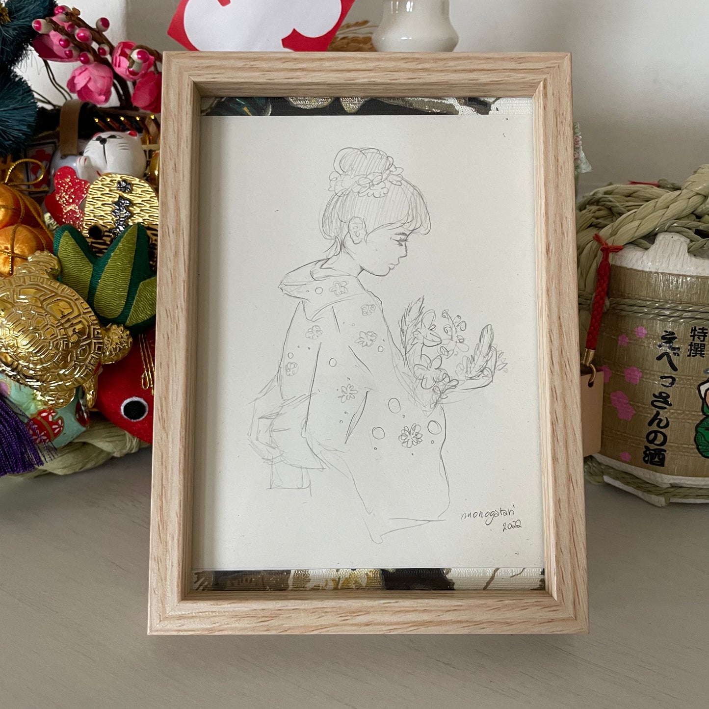 Original Illustration in Frame - Kimono